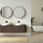 Baño con diseño con doble lavabo para parejas